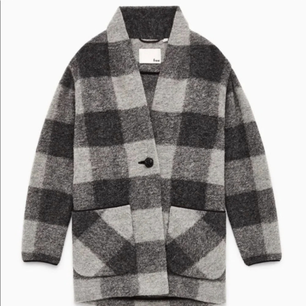Aritzia Wilfred Free Off Duty Wool Jacket Gray Plaid XS - Picture 2 of 11